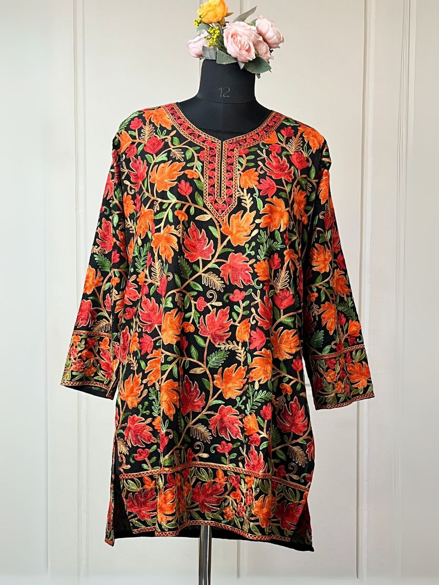 Chinar Black Kashmiri Cotton Kurtis
