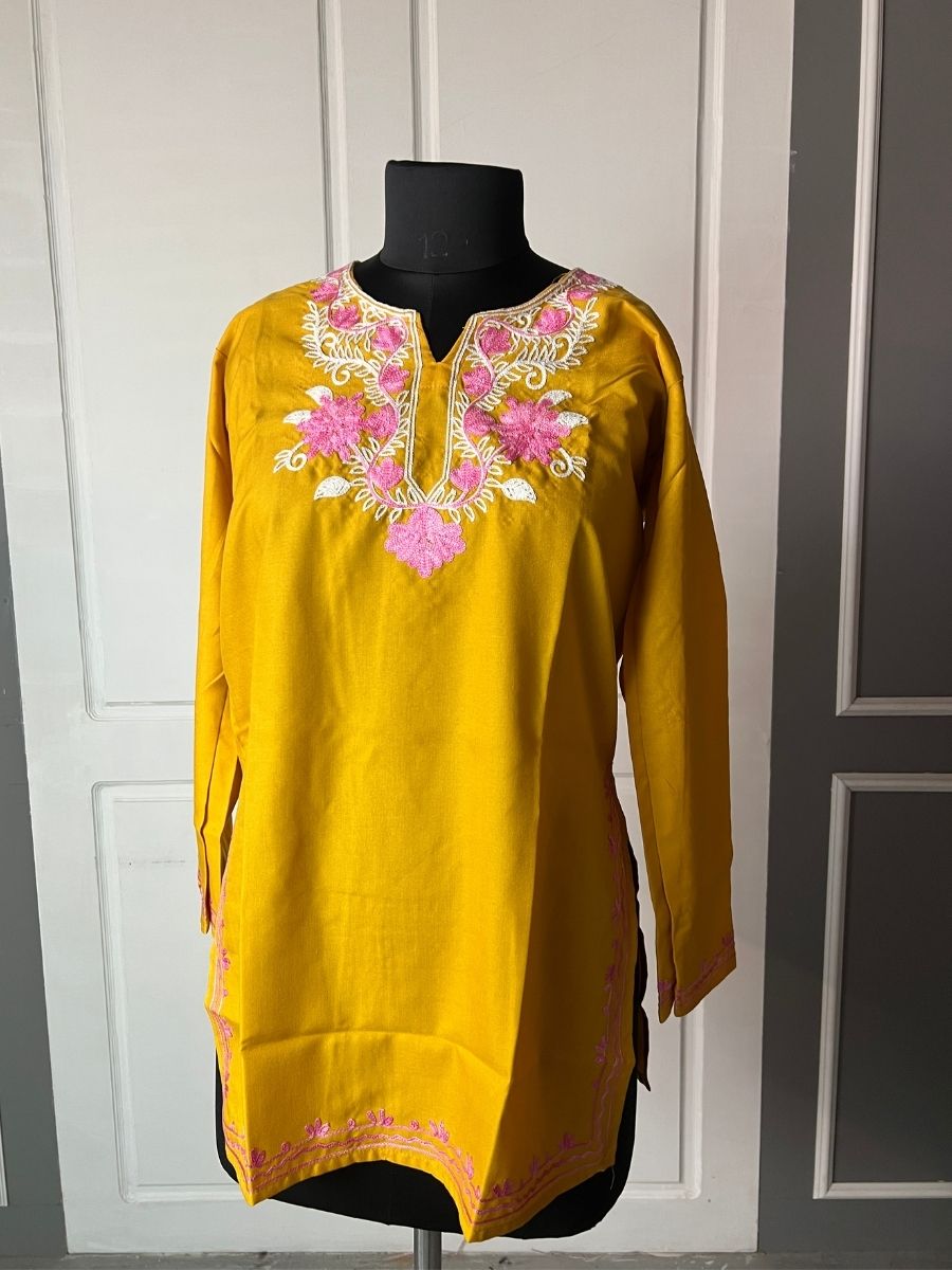 Noor : Aari embroidery summer kurti | Gold