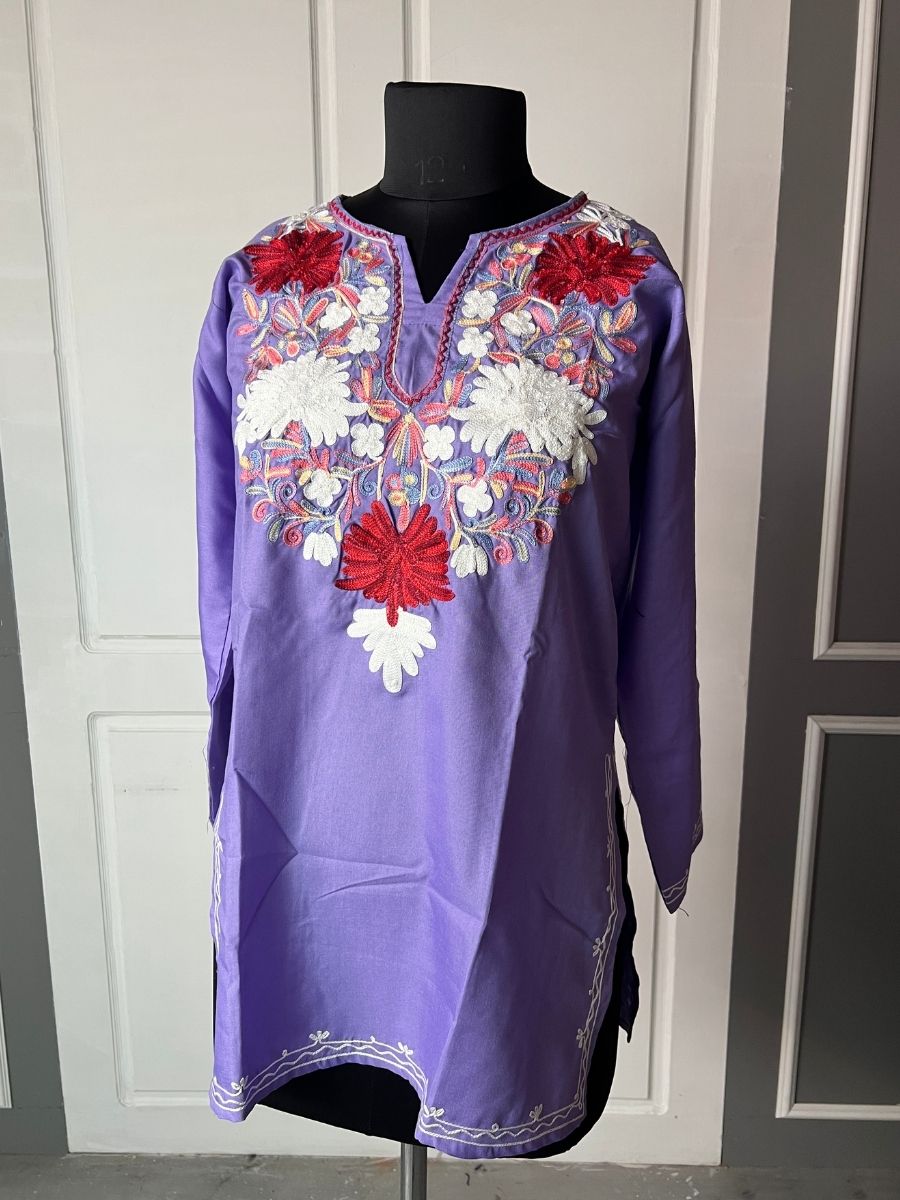 Noor : Aari embroidery summer kurti | Lavender
