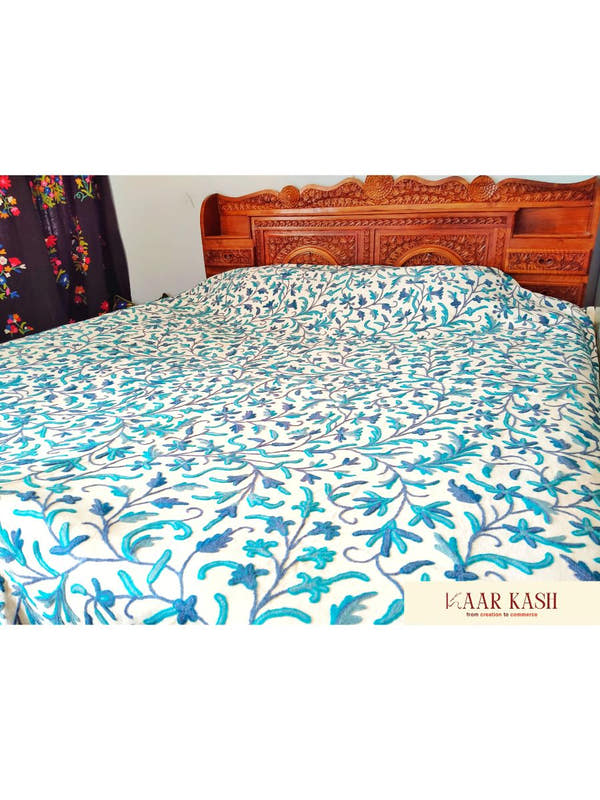 Bahisht-e-Wadi Krewal Embroidery Bedcover - KaarKash