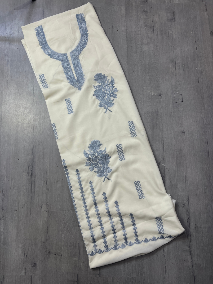 Gul Kashmiri Aari 2 Piece Unstitched Suit | Light Gray