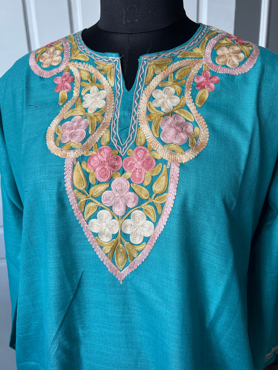 Kashmir Aari cotton Co-Ord Set | Dark Teal