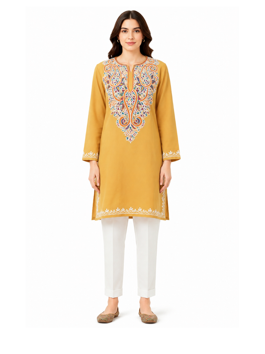 Noor : Aari embroidery summer kurti | Gold