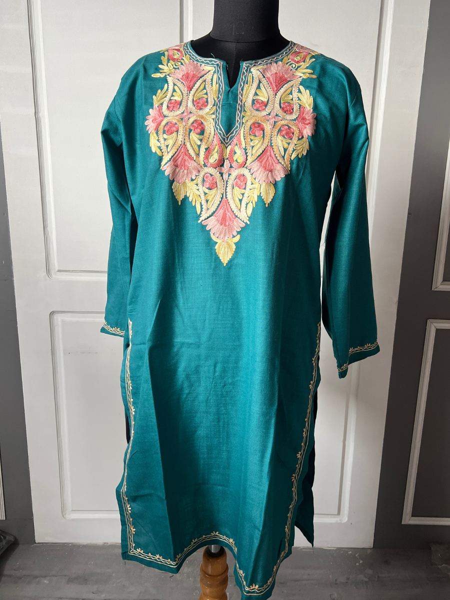 Kashmir Aari cotton Co-Ord Set | Dark Teal