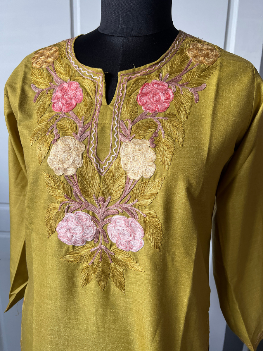 Kashmir Aari cotton Co-Ord Set | Gold