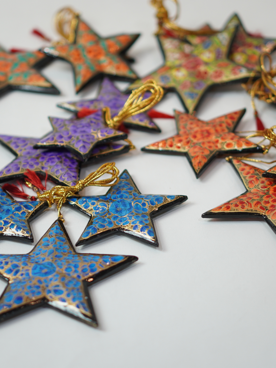 Stars - Handcrafted Paper Mache Christmas Ornaments & Festive Décor - KaarKash
