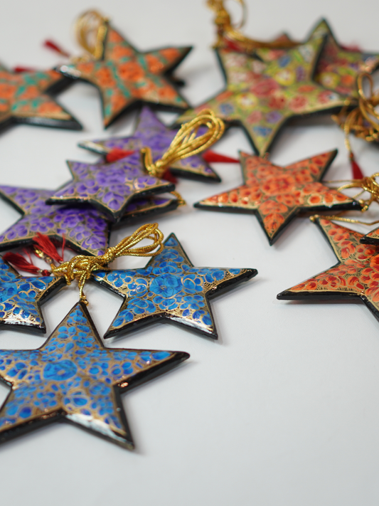 Stars - Handcrafted Paper Mache Christmas Ornaments & Festive Décor - KaarKash
