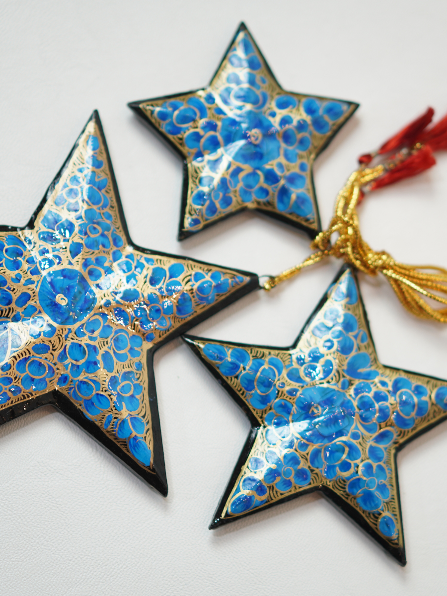 Stars - Handcrafted Paper Mache Christmas Ornaments & Festive Décor - KaarKash