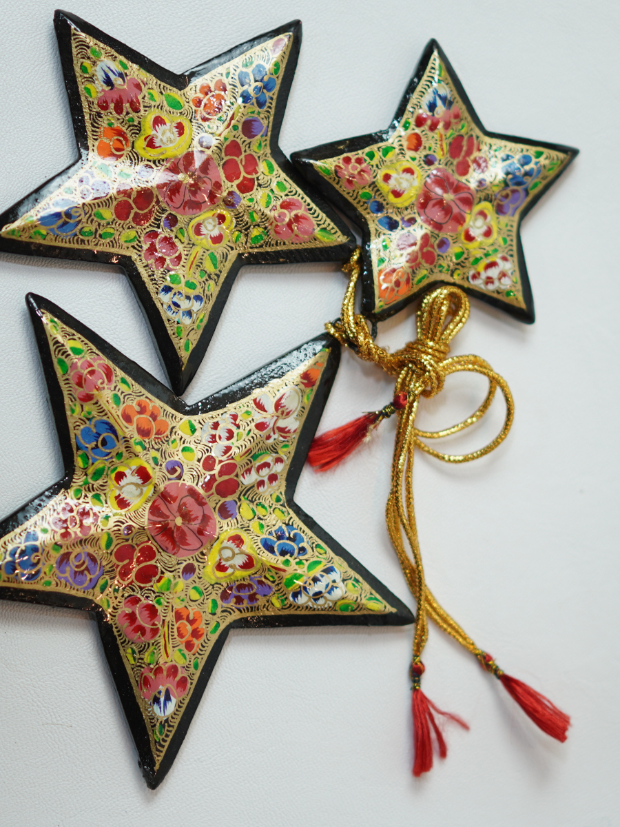 Stars - Handcrafted Paper Mache Christmas Ornaments & Festive Décor - KaarKash