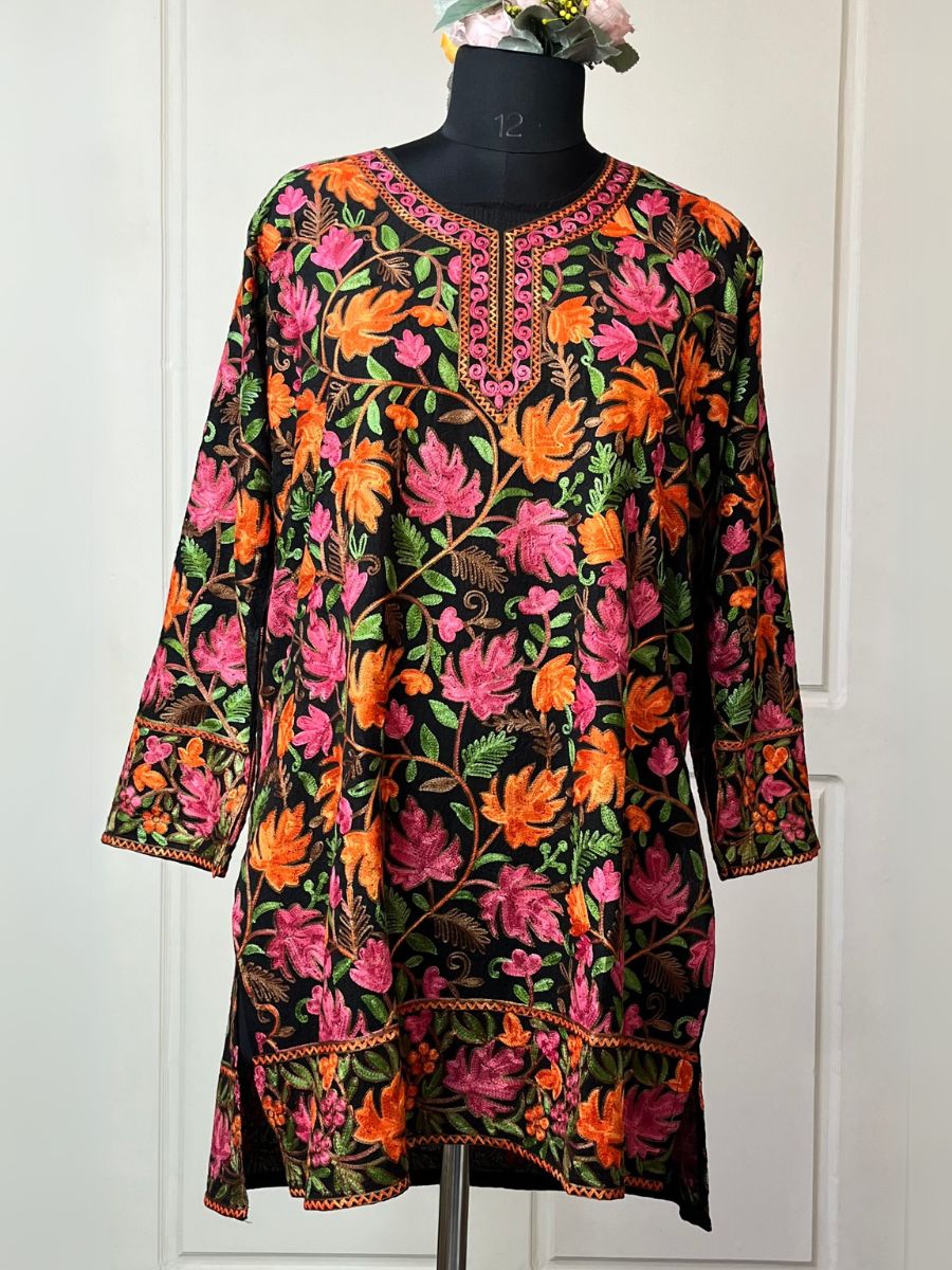 Chinar Black Kashmiri Cotton Kurtis