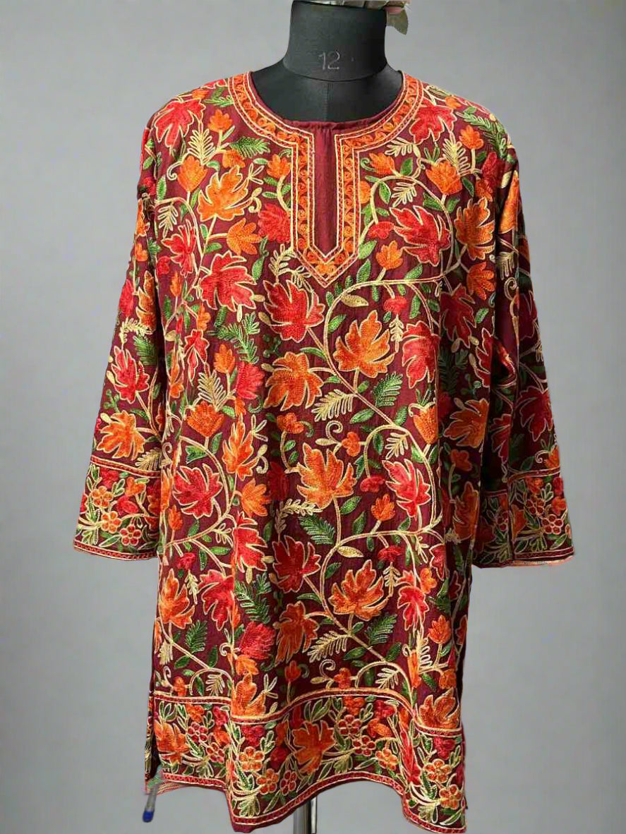 Chinar Maroon Kashmiri Cotton Kurtis