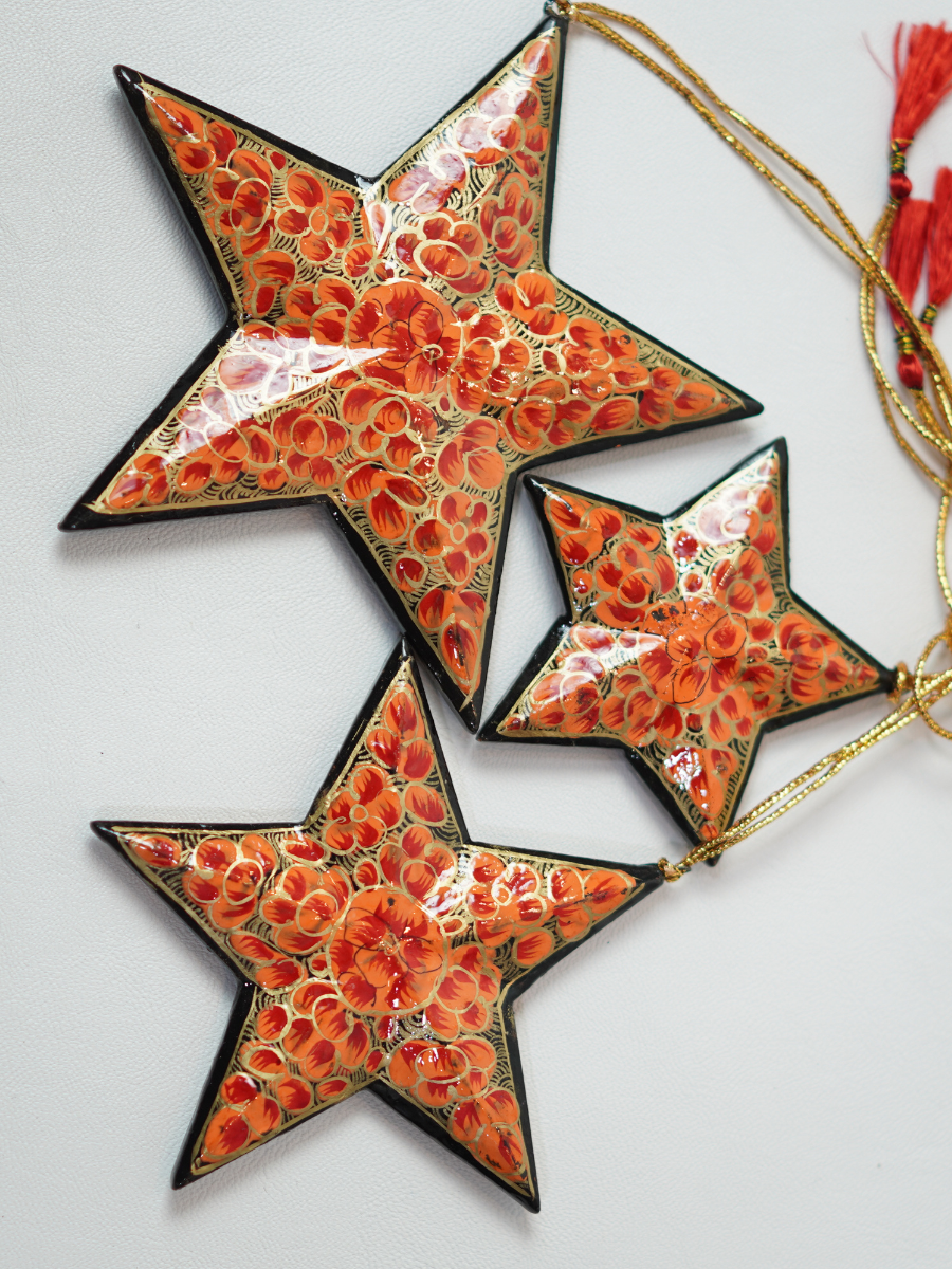 Stars - Handcrafted Paper Mache Christmas Ornaments & Festive Décor - KaarKash