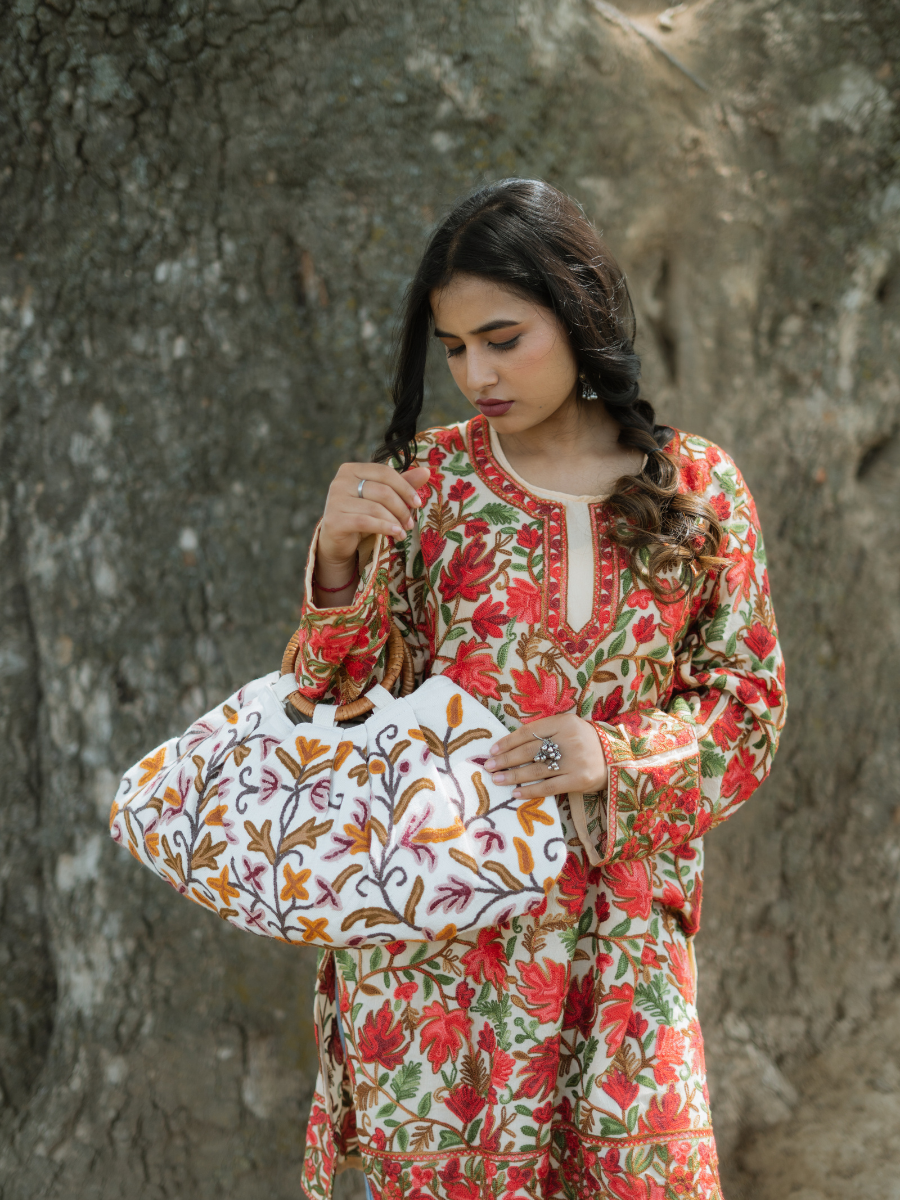Chinar Beige Kahmiri Cotton Kurtis