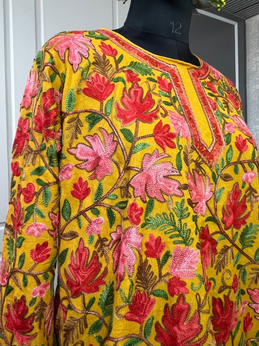 Chinar Mustard Kashmiri Cotton Kurtis