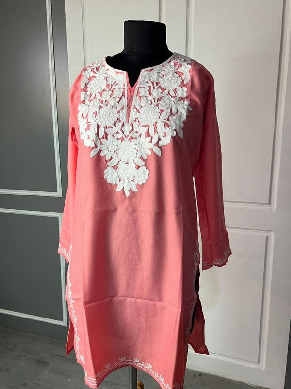 Noor : Aari embroidery summer kurti | Red Rose