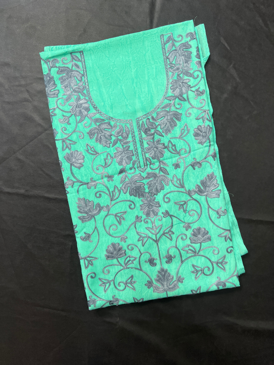 Kashmiri Botti Aari 2 Piece Unstitched Suit | Ocean Teal