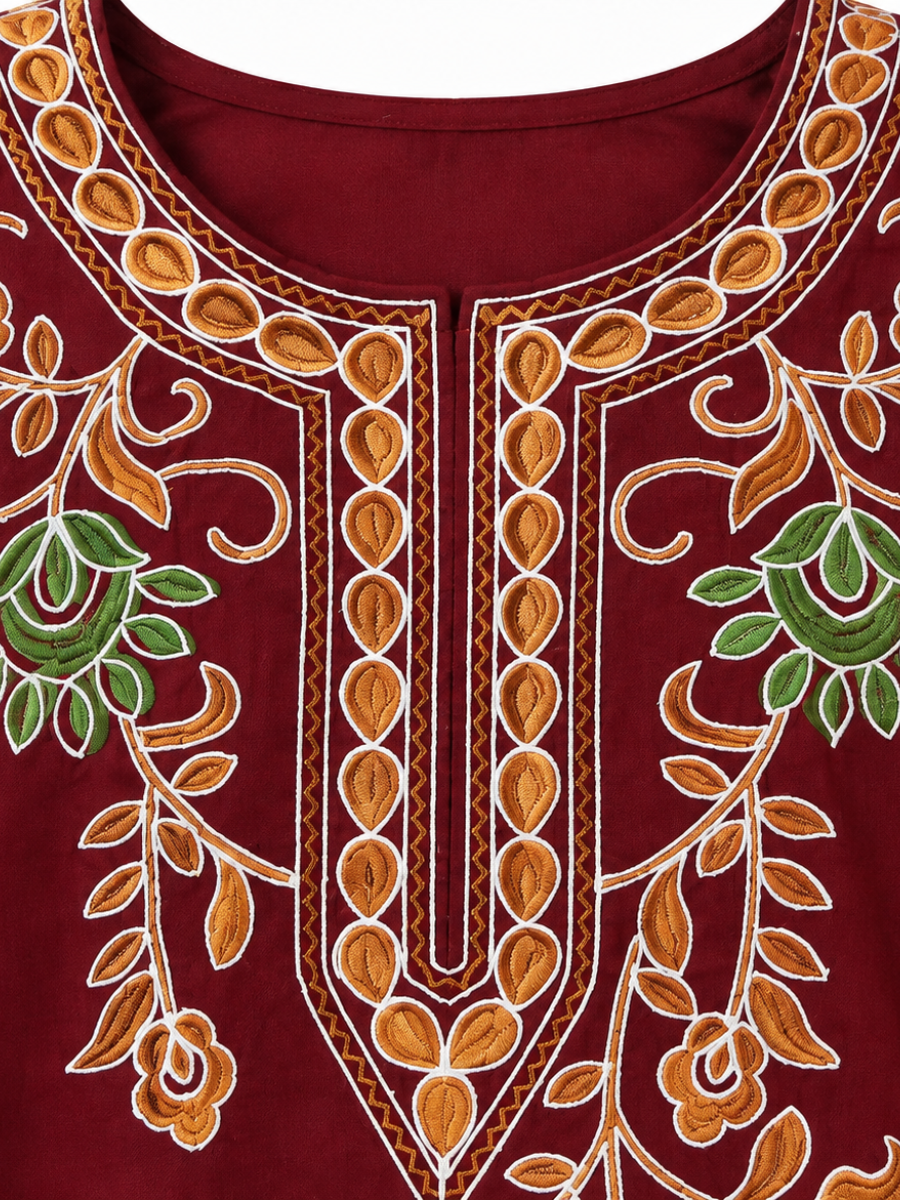 Noor : Aari embroidery summer kurti | Plum