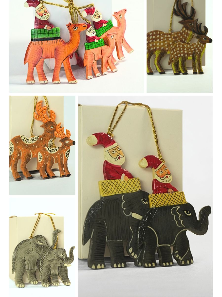 Paper Mache Christmas Ornaments | Festive Hanging Pendant Kit with Tools | DIY Home Decor Craft (Snowman Santa) | Pack of Three - KaarKash