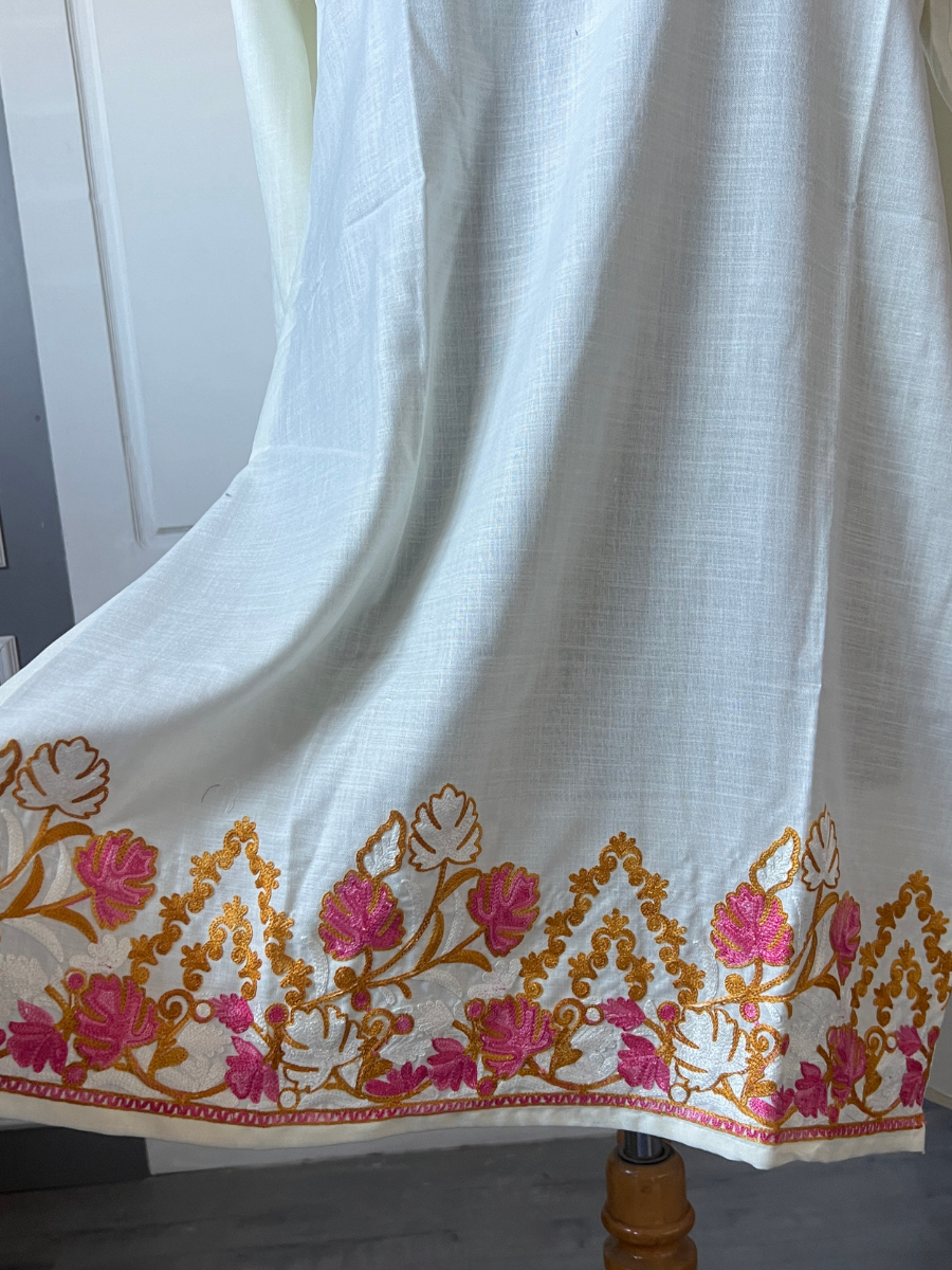 Kashmir Aari cotton Co-Ord Set | Light Gray