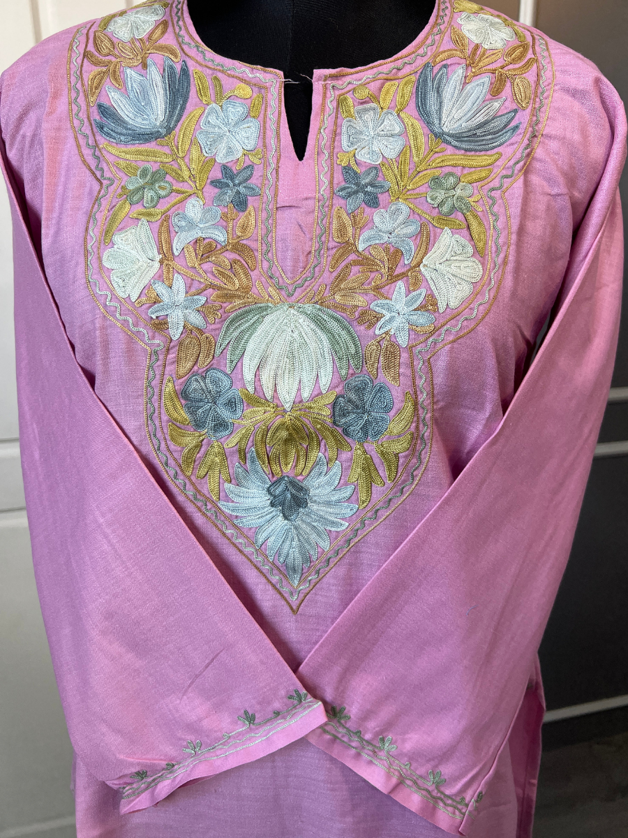 Kashmir Aari cotton Co-Ord Set | Vintage Pink