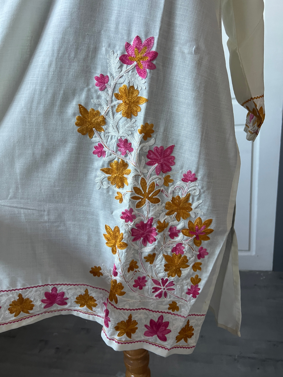Kashmir Aari cotton Co-Ord Set | Light Gray