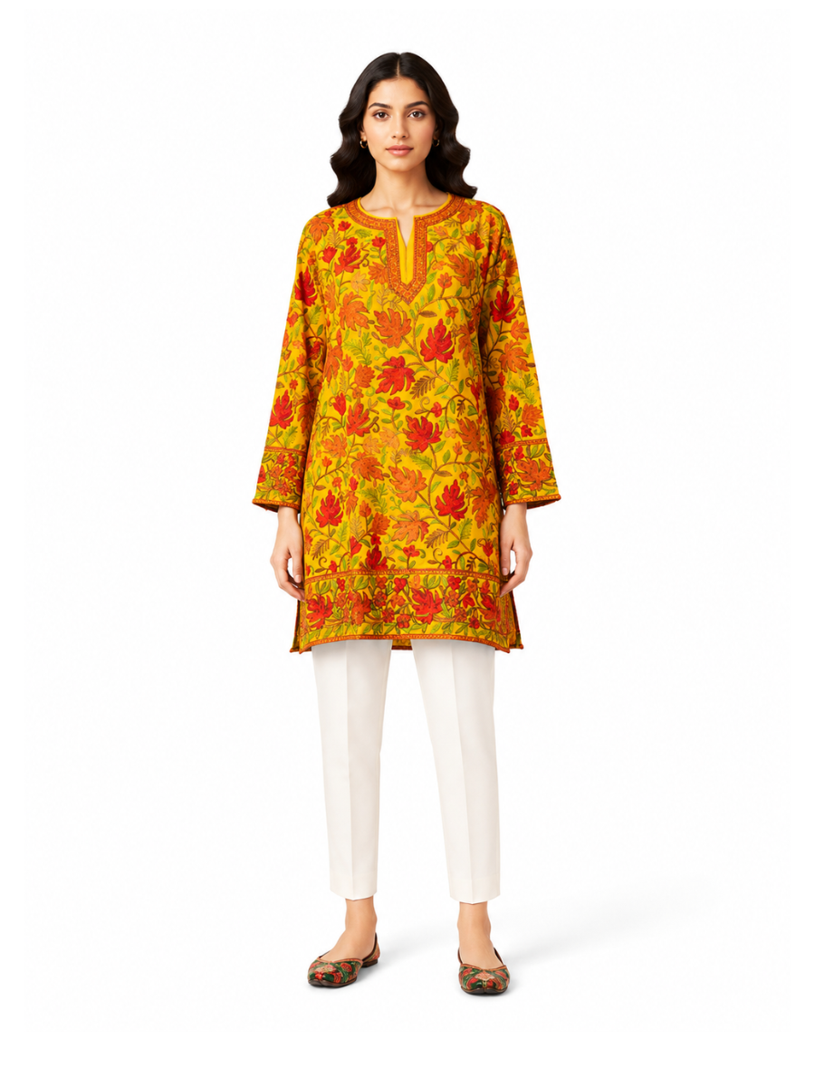 Noor : chinar embroidery summer kurti | Beige