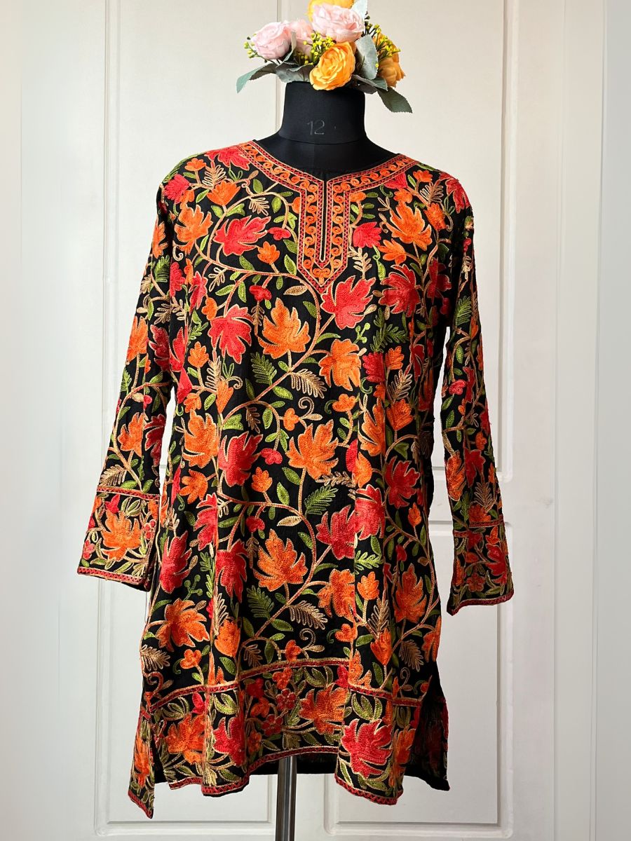 Chinar Black Kashmiri Cotton Kurtis