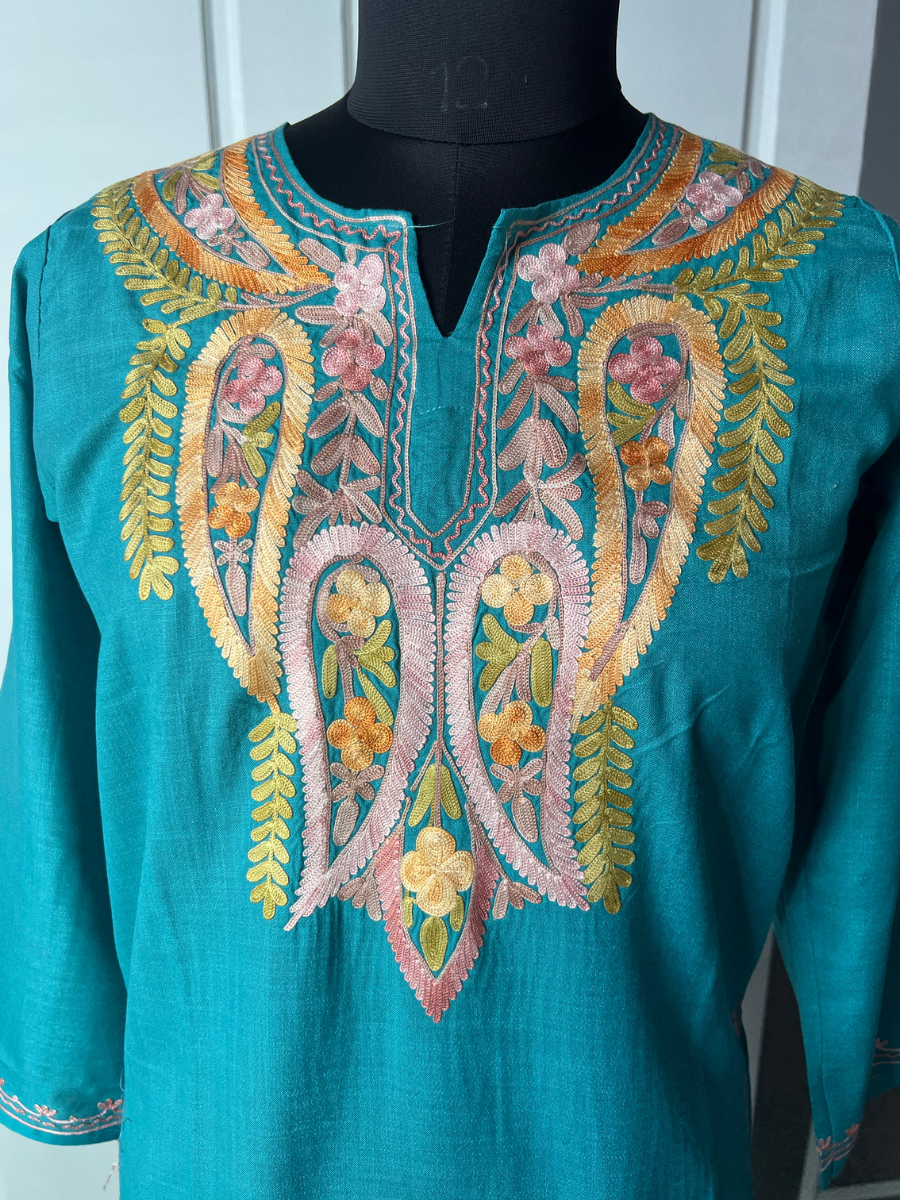Kashmir Aari cotton Co-Ord Set | Dark Teal