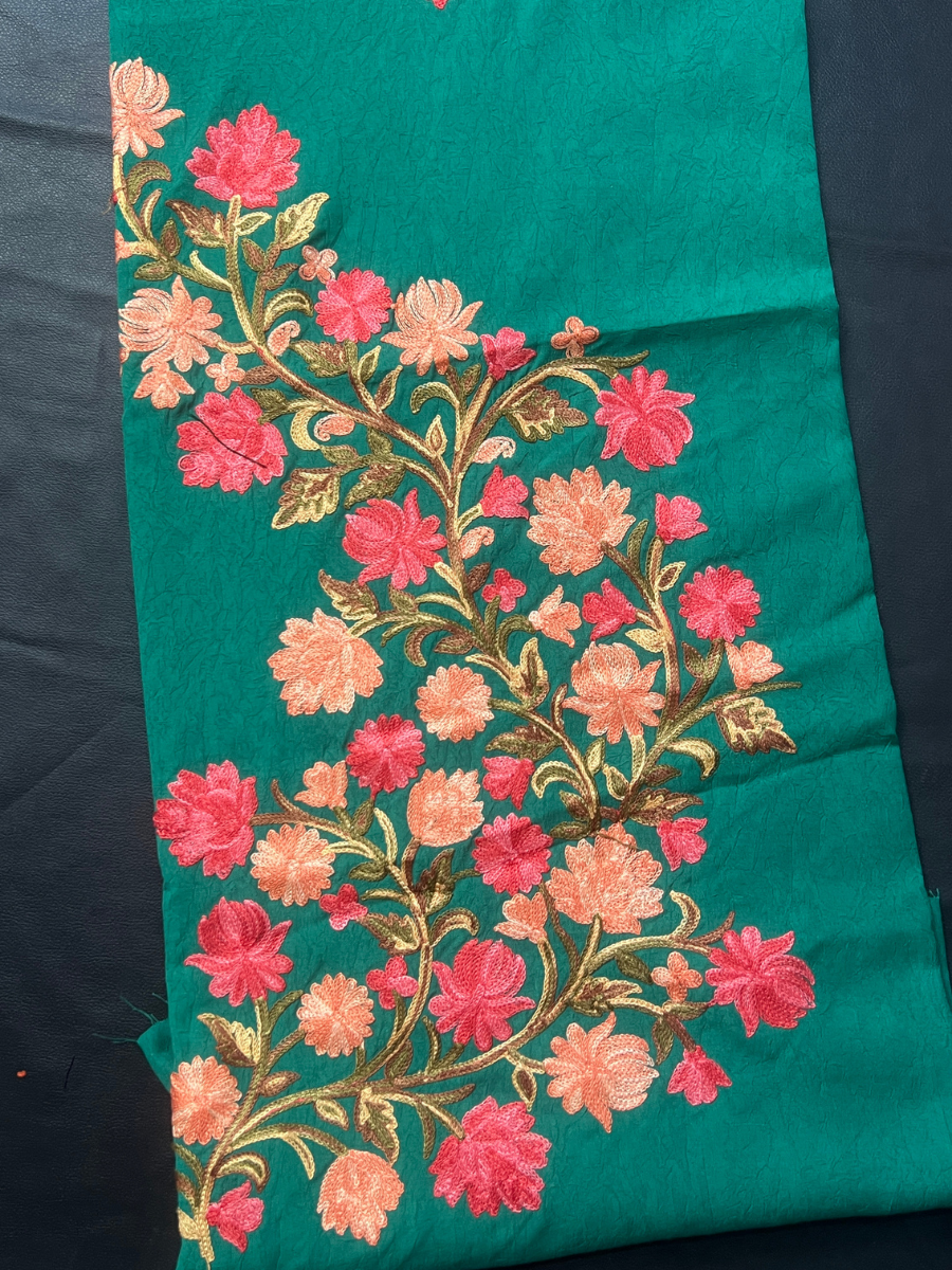 Gul Kashmiri Aari 2 Piece Unstitched Suit | Dark Teal