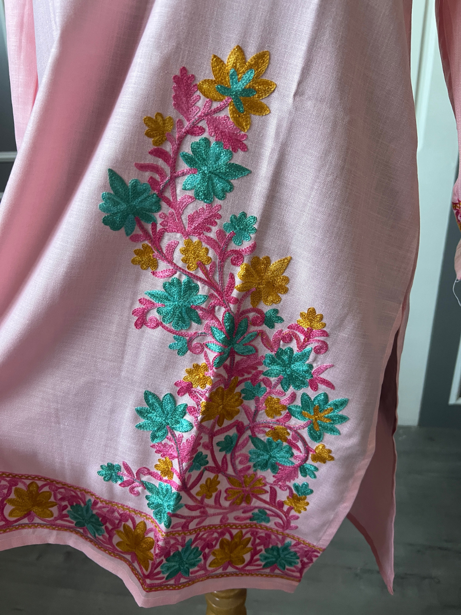 Kashmir Aari cotton Co-Ord Set | Pink