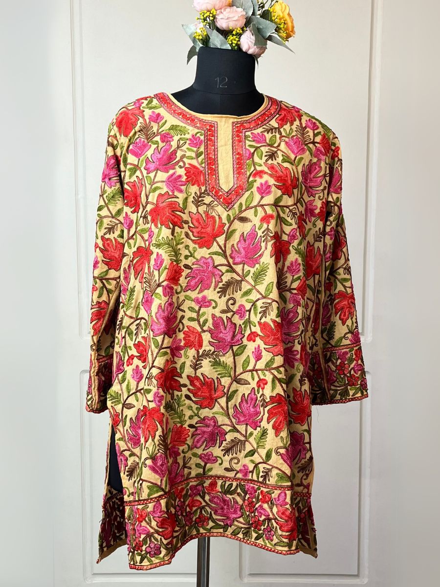 Chinar Beige Kahmiri Cotton Kurtis