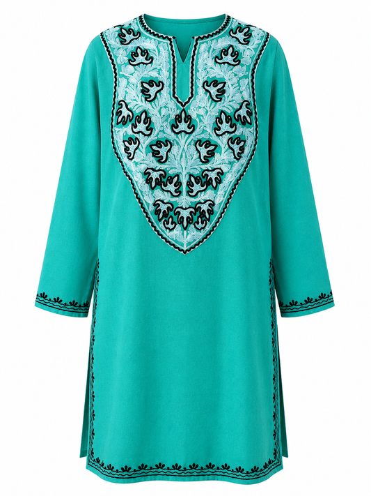 Noor : Aari embroidery summer kurti | Dark Teal