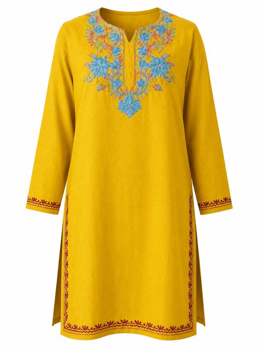 Noor : Aari embroidery summer kurti | Gold