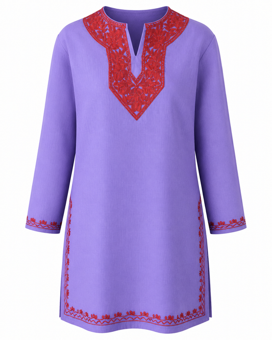 Noor : Aari embroidery summer kurti | Lavender