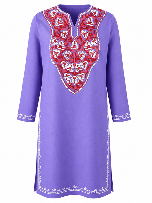 Noor : Aari embroidery summer kurti | lavender