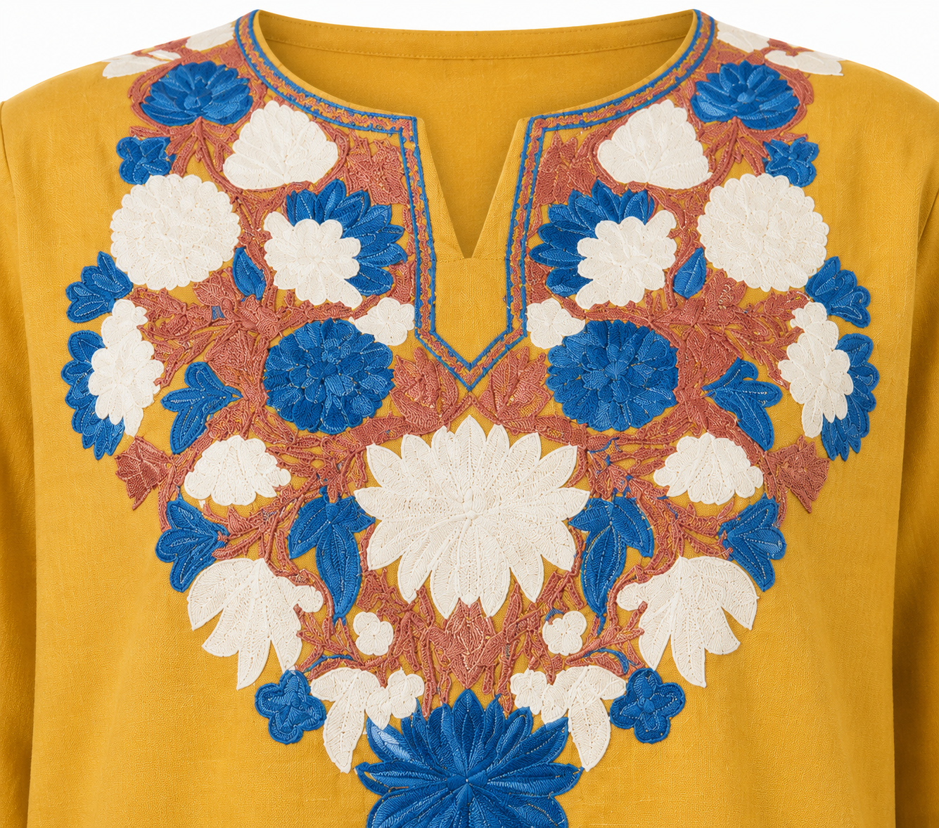 Noor : Aari embroidery summer kurti | Mustard