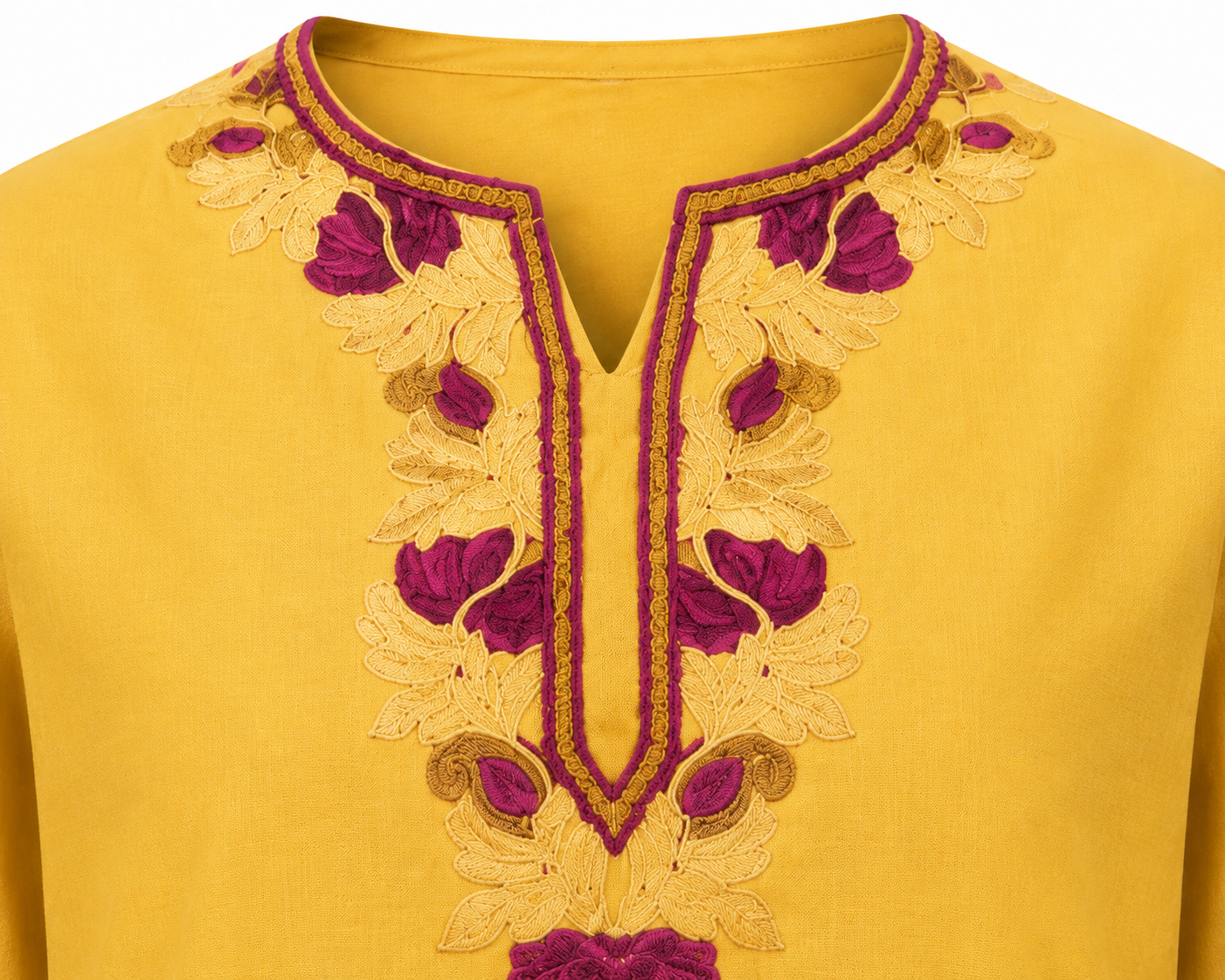 Noor : Aari embroidery summer kurti | Mustard