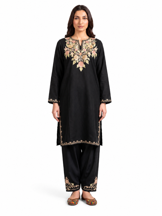 Kashmir Aari cotton Co-Ord Set | Ebony
