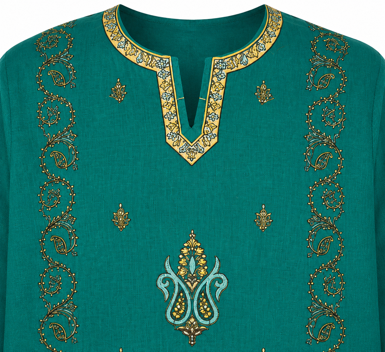 Noor : Sozni embroidery summer kurti | Dark Teal