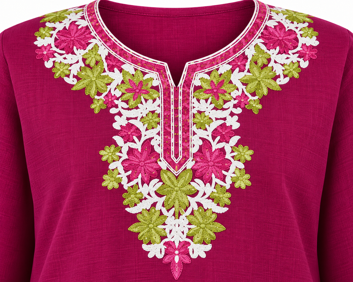 Kashmir Aari cotton Co-Ord Set | Plum