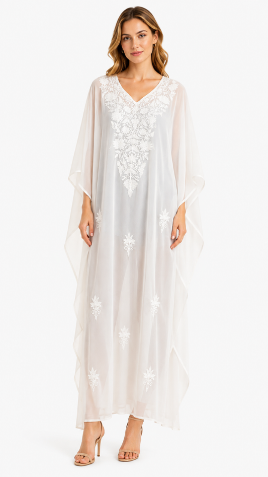 Ivory Garden Embroidered Kaftan