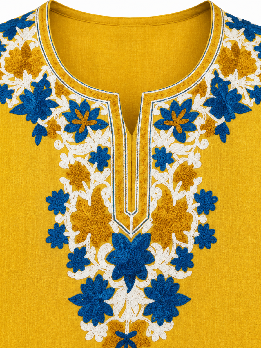 Noor : Aari embroidery summer Co-Ord Set | Gold