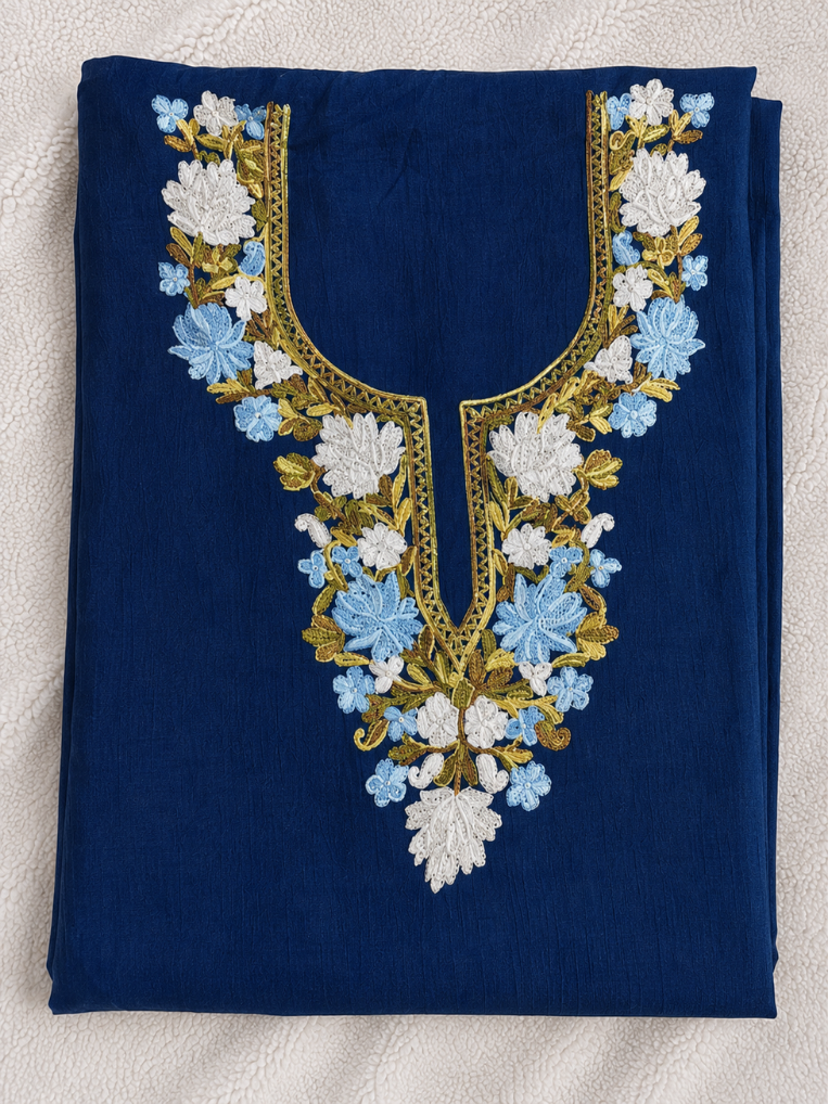 Gul Kashmiri Aari 2 Piece Unstitched Suit | Blue