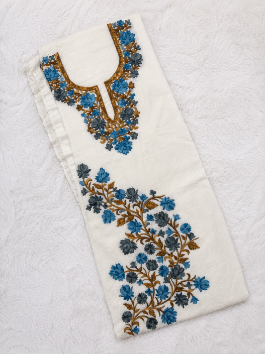 Gul Kashmiri Aari 2 Piece Unstitched Suit | Light Gray