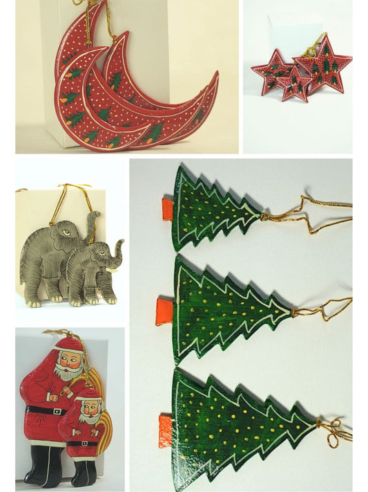 Paper Mache Christmas Ornaments | Festive Hanging Pendant Kit with Tools | DIY Home Decor Craft (Snowman Santa) | Pack of Three - KaarKash