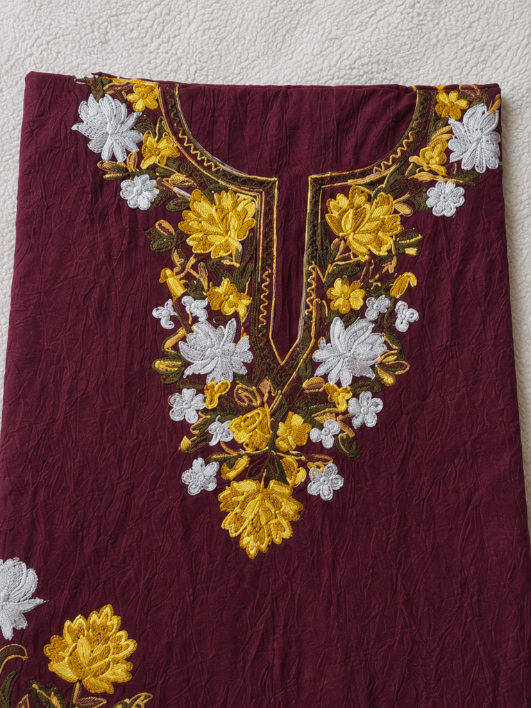 Gul Kashmiri Aari 2 Piece Unstitched Suit | Plum