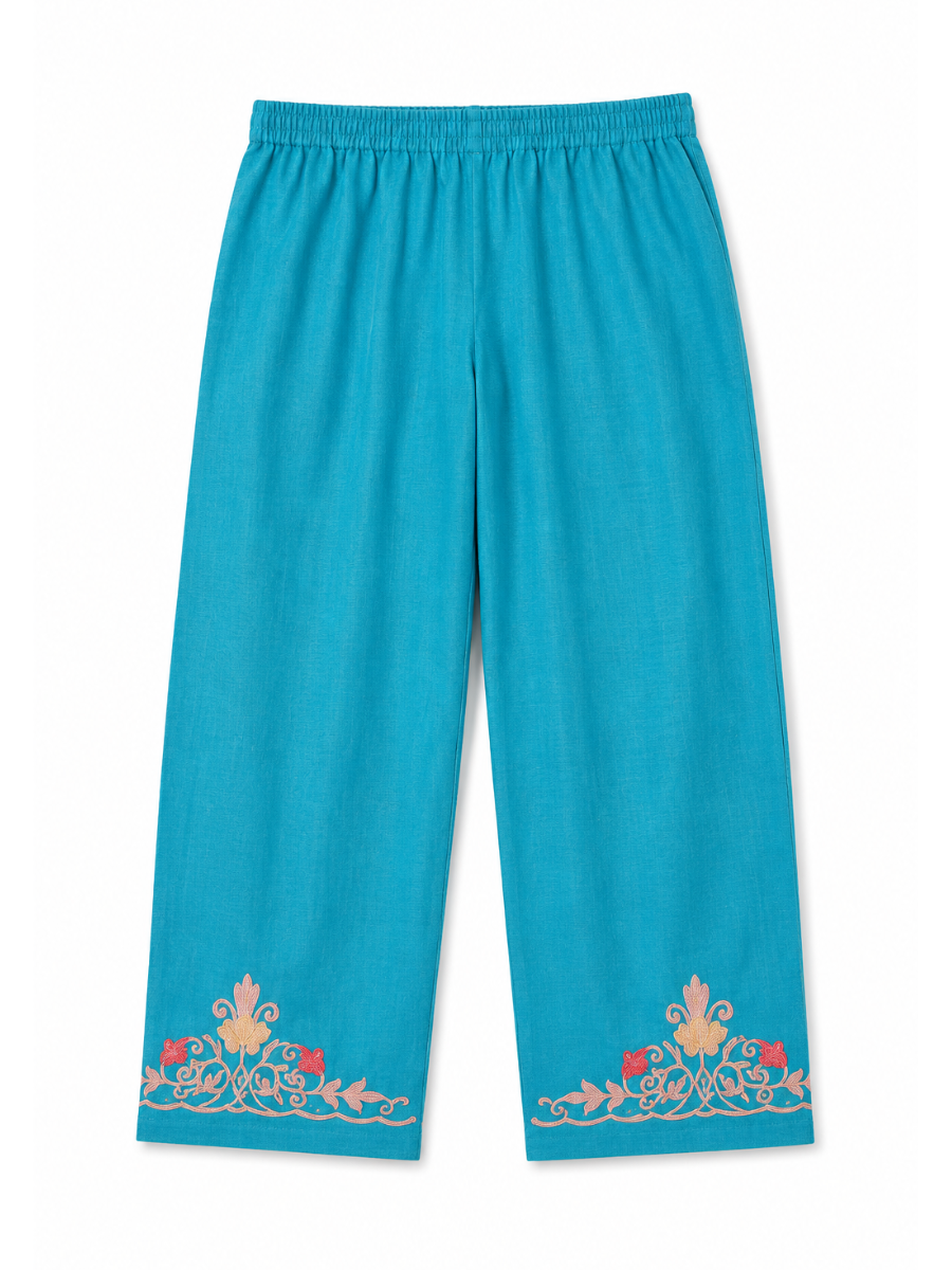 Kashmiri Manual Aari worked cotton Co-Ord Set | Ocean Breeze Upload