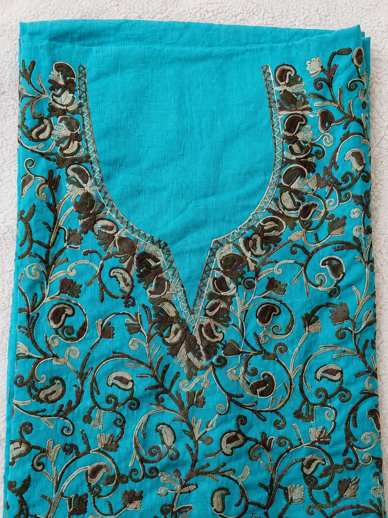 Kashmiri Botti Aari 2 Piece Unstitched Suit | Aqua