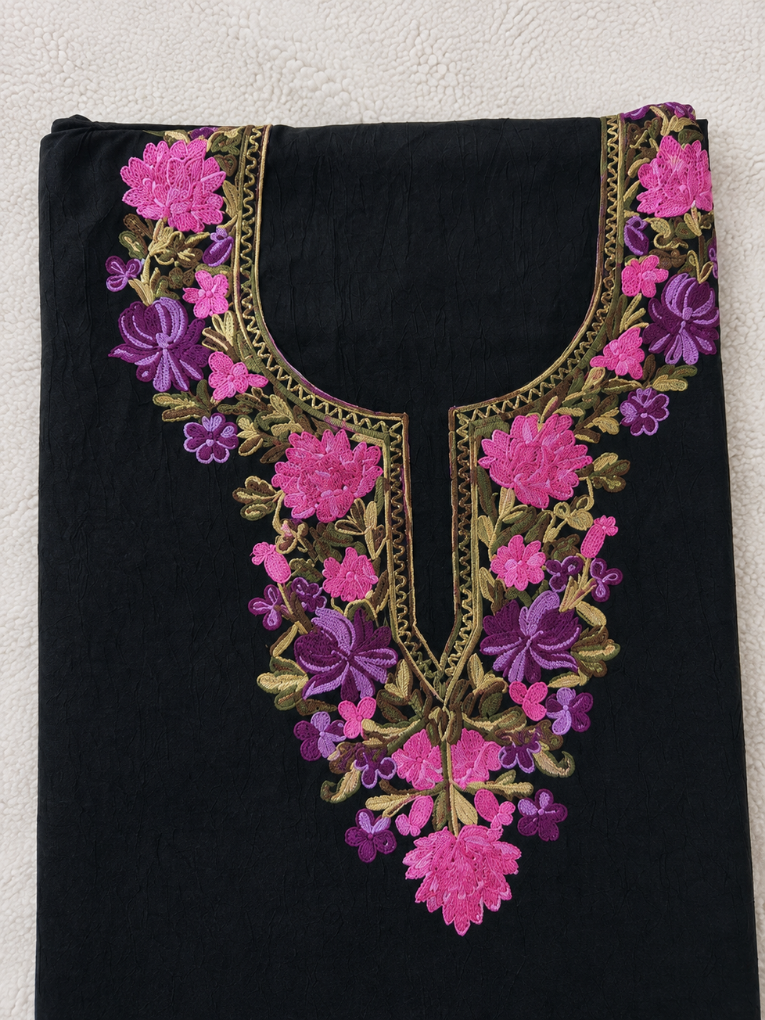 Gul Kashmiri Aari 2 Piece Unstitched Suit | Ebony