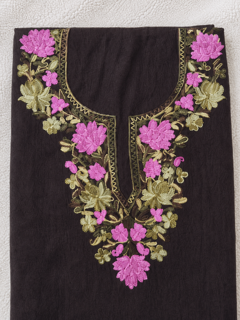 Gul Kashmiri Aari 2 Piece Unstitched Suit | Ebony